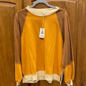Final price drop NWT Easel Mustard and Brown Crewneck Sweatshirt size small